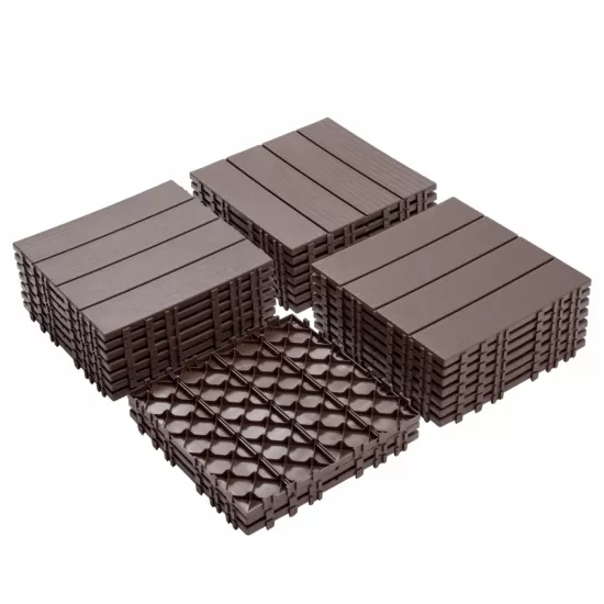 Plastic Interlocking Deck Tiles, 11.8 Inch x11.8 Inch (Pack of 44), Patio Flooring Outdoor Waterproof All Weather Use for Garden Poolside Front/Back Yard, Light Coffee Color Plastic Interlocking Deck Tiles, 11.8 Inch x11.8 Inch (Pack of 44), Patio Flooring Outdoor Waterproof All Weather Use for Garden Poolside Front/Back Yard, Light Coffee Color