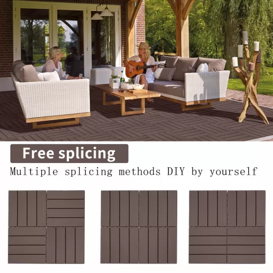 Plastic Interlocking Deck Tiles, 11.8 Inch x11.8 Inch (Pack of 44), Patio Flooring Outdoor Waterproof All Weather Use for Garden Poolside Front/Back Yard, Light Coffee Color Plastic Interlocking Deck Tiles, 11.8 Inch x11.8 Inch (Pack of 44), Patio Flooring Outdoor Waterproof All Weather Use for Garden Poolside Front/Back Yard, Light Coffee Color