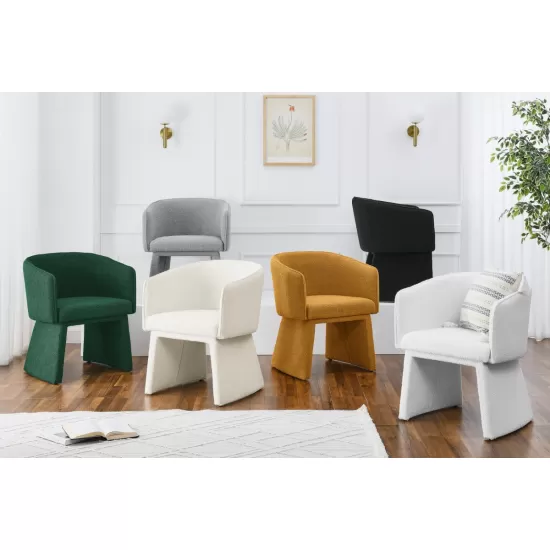Modern style simple and elegant chair, white leisure chair, suitable for dining/bedroom/living room/reception desk (assembly required)-White Modern style simple and elegant chair, white leisure chair, suitable for dining/bedroom/living room/reception desk (assembly required)-White