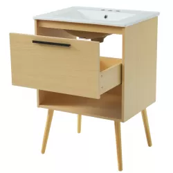 24 Inch  Bathroom Vanity with Sink Combo, Multi-functional Bathroom Cabinet with Drawer,  MDF Board, Natural 24 Inch  Bathroom Vanity with Sink Combo, Multi-functional Bathroom Cabinet with Drawer,  MDF Board, Natural
