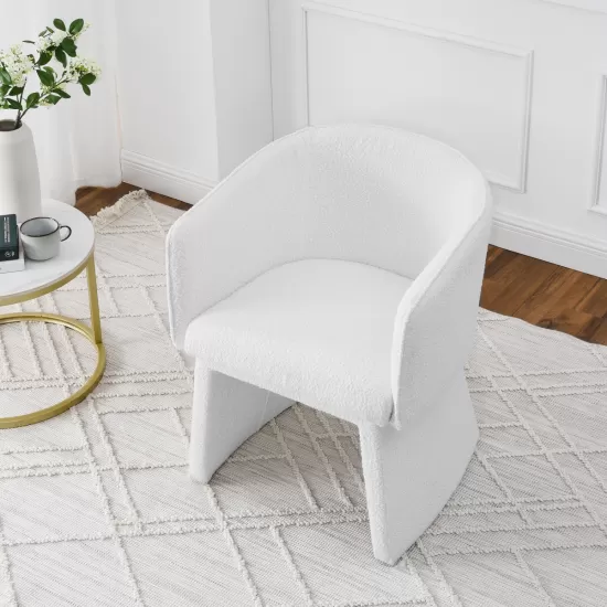 Modern style simple and elegant chair, white leisure chair, suitable for dining/bedroom/living room/reception desk (assembly required)-White Modern style simple and elegant chair, white leisure chair, suitable for dining/bedroom/living room/reception desk (assembly required)-White