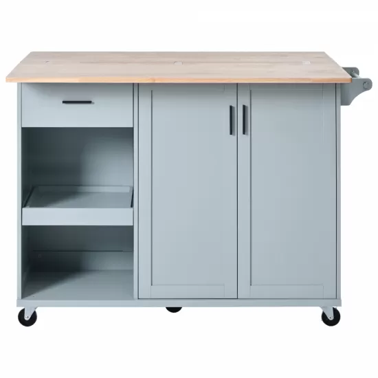 K&K Kitchen Island with Foldable Counter Top, Kitchen Storage Cart with Slide-Out Shelf, Towel Rack and Drawer, Rolling Kitchen Cart on Wheels, for Kitchen, Living Room, Dining Room, Grey Blue K&K Kitchen Island with Foldable Counter Top, Kitchen Storage Cart with Slide-Out Shelf, Towel Rack and Drawer, Rolling Kitchen Cart on Wheels, for Kitchen, Living Room, Dining Room, Grey Blue