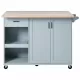 K&K Kitchen Island with Foldable Counter Top, Kitchen Storage Cart with Slide-Out Shelf, Towel Rack and Drawer, Rolling Kitchen Cart on Wheels, for Kitchen, Living Room, Dining Room, Grey Blue K&K Kitchen Island with Foldable Counter Top, Kitchen Storage Cart with Slide-Out Shelf, Towel Rack and Drawer, Rolling Kitchen Cart on Wheels, for Kitchen, Living Room, Dining Room, Grey Blue