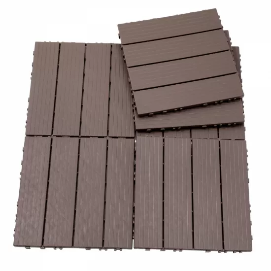 Plastic Interlocking Deck Tiles, 11.8 Inch x11.8 Inch (Pack of 44), Patio Flooring Outdoor Waterproof All Weather Use for Garden Poolside Front/Back Yard, Light Coffee Color Plastic Interlocking Deck Tiles, 11.8 Inch x11.8 Inch (Pack of 44), Patio Flooring Outdoor Waterproof All Weather Use for Garden Poolside Front/Back Yard, Light Coffee Color
