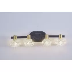 Vintage 4-Light Wall Sconce with Clear Crystal Shades, Black Iron Finish Vanity Light Fixture for Bathroom or Hallway (No Bulbs) Vintage 4-Light Wall Sconce with Clear Crystal Shades, Black Iron Finish Vanity Light Fixture for Bathroom or Hallway (No Bulbs)