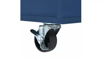 Modern Navy Blue Kitchen Island with Drop Leaf and Storage Features