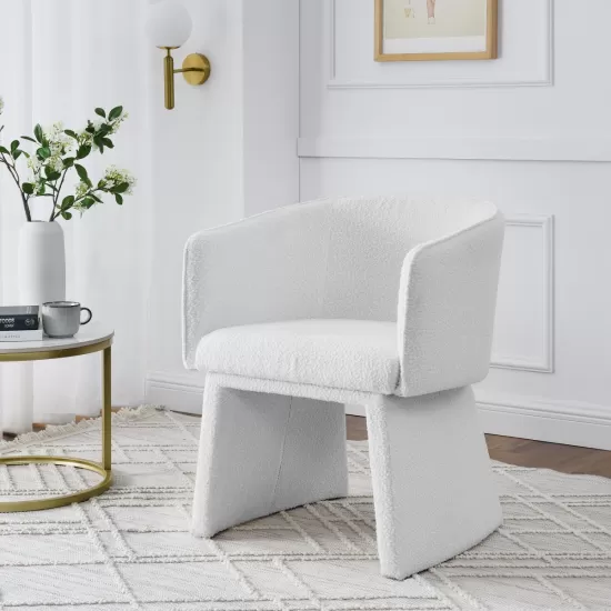 Modern style simple and elegant chair, white leisure chair, suitable for dining/bedroom/living room/reception desk (assembly required)-White Modern style simple and elegant chair, white leisure chair, suitable for dining/bedroom/living room/reception desk (assembly required)-White