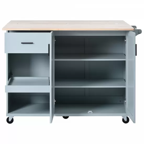 K&K Kitchen Island with Foldable Counter Top, Kitchen Storage Cart with Slide-Out Shelf, Towel Rack and Drawer, Rolling Kitchen Cart on Wheels, for Kitchen, Living Room, Dining Room, Grey Blue K&K Kitchen Island with Foldable Counter Top, Kitchen Storage Cart with Slide-Out Shelf, Towel Rack and Drawer, Rolling Kitchen Cart on Wheels, for Kitchen, Living Room, Dining Room, Grey Blue