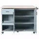 K&K Kitchen Island with Foldable Counter Top, Kitchen Storage Cart with Slide-Out Shelf, Towel Rack and Drawer, Rolling Kitchen Cart on Wheels, for Kitchen, Living Room, Dining Room, Grey Blue K&K Kitchen Island with Foldable Counter Top, Kitchen Storage Cart with Slide-Out Shelf, Towel Rack and Drawer, Rolling Kitchen Cart on Wheels, for Kitchen, Living Room, Dining Room, Grey Blue