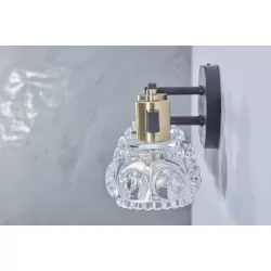 Vintage 4-Light Wall Sconce with Clear Crystal Shades, Black Iron Finish Vanity Light Fixture for Bathroom or Hallway (No Bulbs) Vintage 4-Light Wall Sconce with Clear Crystal Shades, Black Iron Finish Vanity Light Fixture for Bathroom or Hallway (No Bulbs)