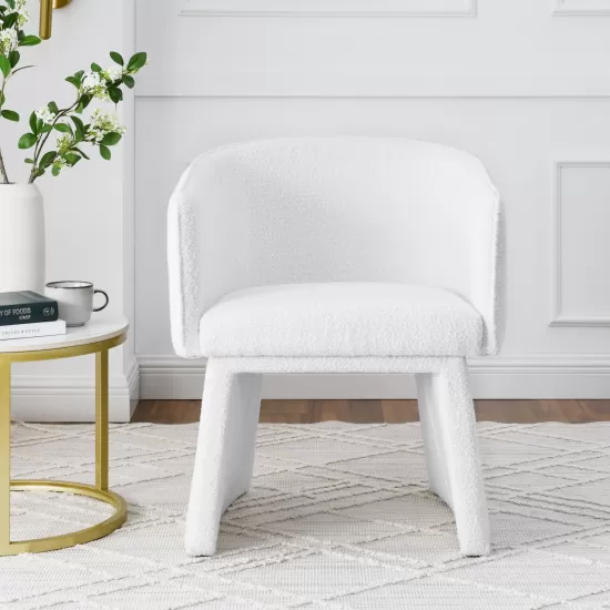 Modern style simple and elegant chair, white leisure chair, suitable for dining/bedroom/living room/reception desk (assembly required)-White Modern style simple and elegant chair, white leisure chair, suitable for dining/bedroom/living room/reception desk (assembly required)-White