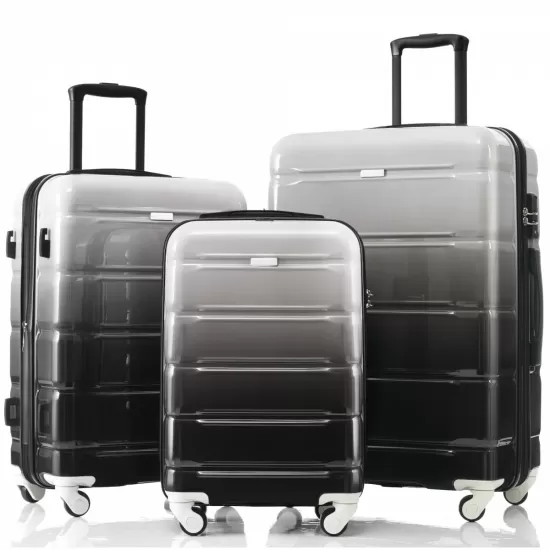 Luggage Set of 3, 20-inch with USB Port, Airline Certified Carry-on Luggage with Cup Holder, ABS+PC Hard Shell Luggage with Spinner Wheels, black Luggage Set of 3, 20-inch with USB Port, Airline Certified Carry-on Luggage with Cup Holder, ABS+PC Hard Shell Luggage with Spinner Wheels, black