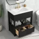 30 Inch Bathroom Vanity with Sink Top, Bathroom Cabinet with Open Storage Shelf and Two Drawers, One Package, Black (Old Sku:WF311619AAP) 30 Inch Bathroom Vanity with Sink Top, Bathroom Cabinet with Open Storage Shelf and Two Drawers, One Package, Black (Old Sku:WF311619AAP)