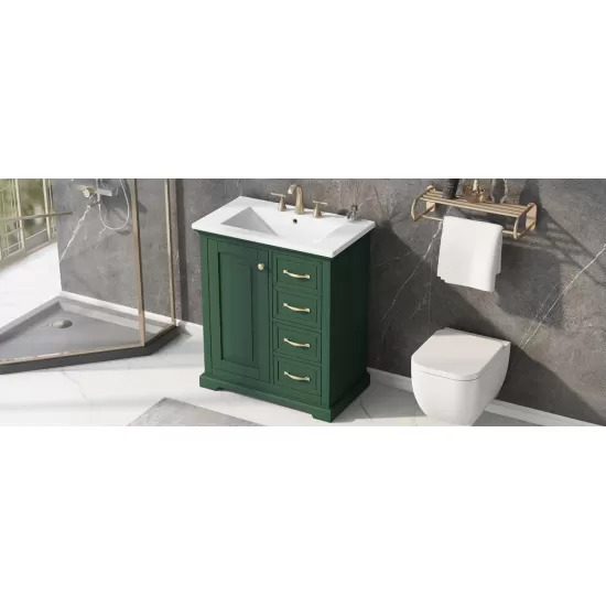 30 Inch Bathroom Vanity with Sink, One Package, Green Bathroom Cabinet with Drawers, Solid Frame and MDF Board 30 Inch Bathroom Vanity with Sink, One Package, Green Bathroom Cabinet with Drawers, Solid Frame and MDF Board