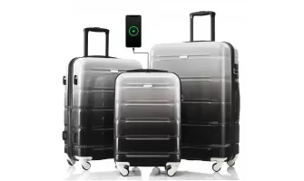 Travel in Style with a 3-Piece Luggage Set Featuring USB Port and Cup Holder