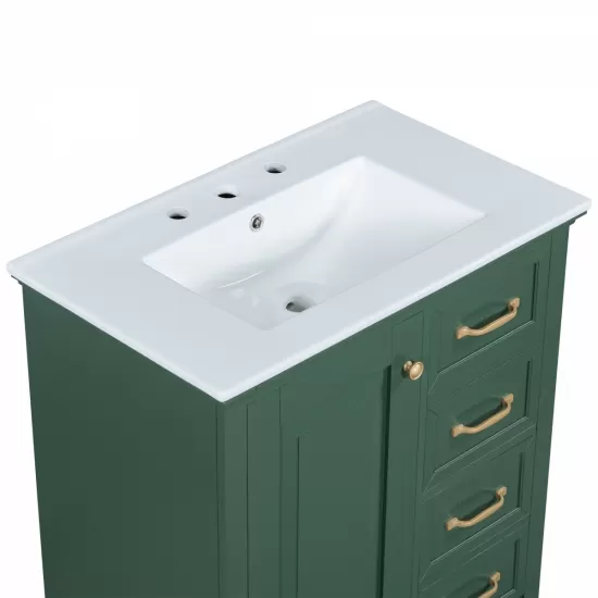 30 Inch Bathroom Vanity with Sink, One Package, Green Bathroom Cabinet with Drawers, Solid Frame and MDF Board 30 Inch Bathroom Vanity with Sink, One Package, Green Bathroom Cabinet with Drawers, Solid Frame and MDF Board