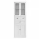 Tall Bathroom Storage Cabinet, Cabinet with Four Doors and Drawers, Adjustable Shelf, MDF Board, White Tall Bathroom Storage Cabinet, Cabinet with Four Doors and Drawers, Adjustable Shelf, MDF Board, White