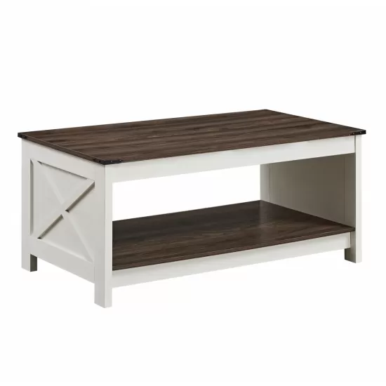 Coffee table, farmhouse coffee table with storage space, rural wooden cocktail table, rectangular coffee table, suitable for living room, semi open storage compartment, Coffee table, farmhouse coffee table with storage space, rural wooden cocktail table, rectangular coffee table, suitable for living room, semi open storage compartment,