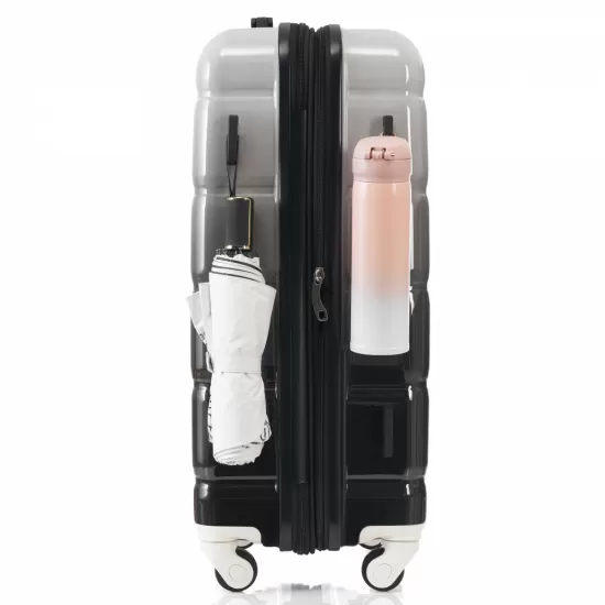 Luggage Set of 3, 20-inch with USB Port, Airline Certified Carry-on Luggage with Cup Holder, ABS+PC Hard Shell Luggage with Spinner Wheels, black Luggage Set of 3, 20-inch with USB Port, Airline Certified Carry-on Luggage with Cup Holder, ABS+PC Hard Shell Luggage with Spinner Wheels, black