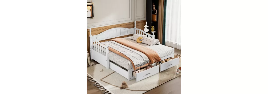 The Perfect White Wooden Twin Size Daybed with Trundle and Storage Drawers for Your Space