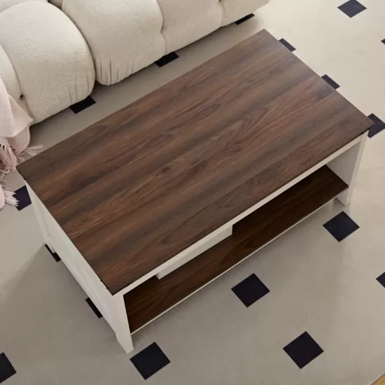 Coffee table, farmhouse coffee table with storage space, rural wooden cocktail table, rectangular coffee table, suitable for living room, semi open storage compartment, Coffee table, farmhouse coffee table with storage space, rural wooden cocktail table, rectangular coffee table, suitable for living room, semi open storage compartment,