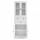 Tall Bathroom Storage Cabinet, Cabinet with Four Doors and Drawers, Adjustable Shelf, MDF Board, White Tall Bathroom Storage Cabinet, Cabinet with Four Doors and Drawers, Adjustable Shelf, MDF Board, White