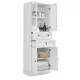 Tall Bathroom Storage Cabinet, Cabinet with Four Doors and Drawers, Adjustable Shelf, MDF Board, White Tall Bathroom Storage Cabinet, Cabinet with Four Doors and Drawers, Adjustable Shelf, MDF Board, White