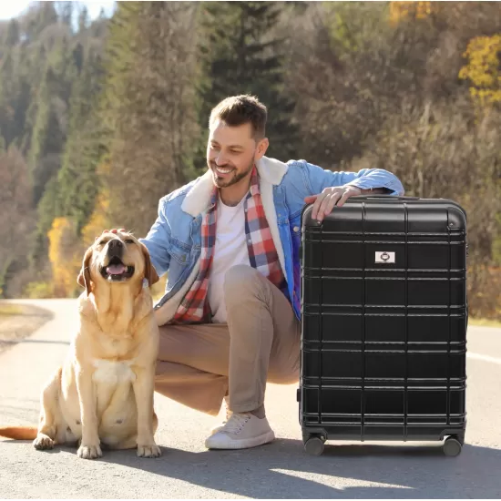 Luggage Sets ABS+PC Hardshell 4pcs Luggage Hardside Lightweight Durable Suitcase sets Spinner Wheels Suitcase with TSA Lock (12/20/24/28),black Luggage Sets ABS+PC Hardshell 4pcs Luggage Hardside Lightweight Durable Suitcase sets Spinner Wheels Suitcase with TSA Lock (12/20/24/28),black