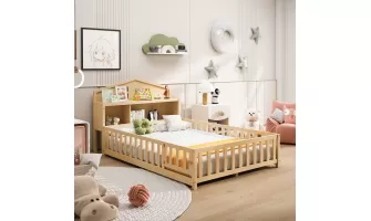   

Full-Size Floor Beds with Bookcases and Blackboards: Versatile and Stylish for Kids and Teens
