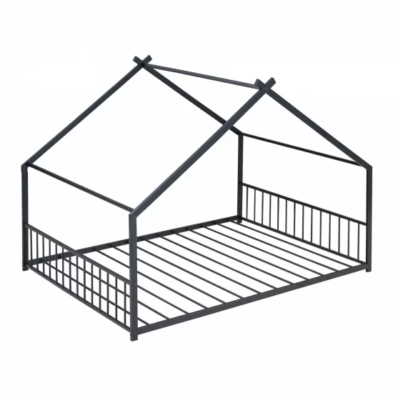 Full Size Metal House Bed, Black Full Size Metal House Bed, Black