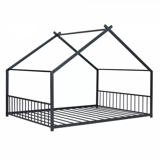 Full Size Metal House Bed, Black Full Size Metal House Bed, Black
