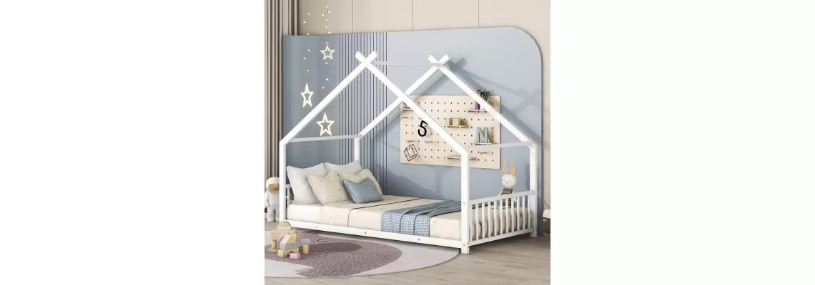 Twin Size White Metal House Bed: A Stylish and Affordable Choice for Kids' Rooms Twin Size White Metal House Bed: A Stylish and Affordable Choice for Kids' Rooms