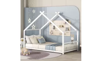 Twin Size White Metal House Bed: A Stylish and Affordable Choice for Kids' Rooms