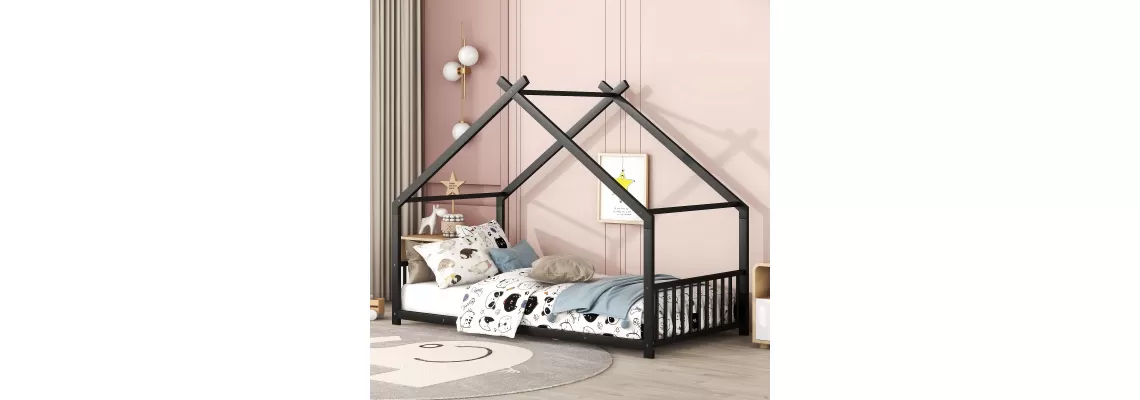 The Perfect Twin Size Metal House Bed in Black for Your Child's Room The Perfect Twin Size Metal House Bed in Black for Your Child's Room