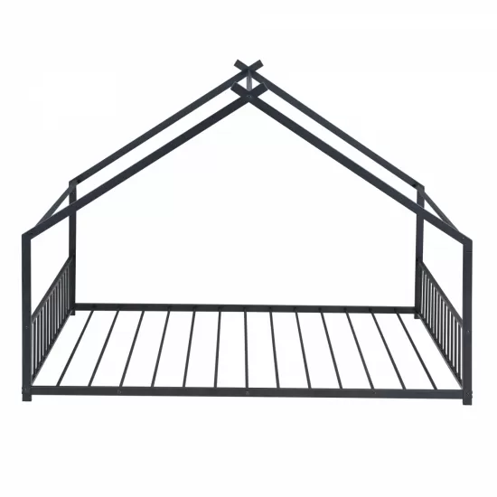 Full Size Metal House Bed, Black Full Size Metal House Bed, Black