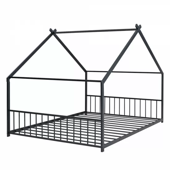 Full Size Metal House Bed, Black Full Size Metal House Bed, Black