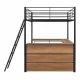 Full Size Metal Loft Bed with 3 Layers of Shelves and L-shaped Desk, Black Full Size Metal Loft Bed with 3 Layers of Shelves and L-shaped Desk, Black