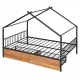 Full Size Metal House Bed with Two Drawers, Black Full Size Metal House Bed with Two Drawers, Black