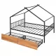 Full Size Metal House Bed with Two Drawers, Black Full Size Metal House Bed with Two Drawers, Black