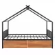 Full Size Metal House Bed with Two Drawers, Black Full Size Metal House Bed with Two Drawers, Black