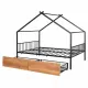 Full Size Metal House Bed with Two Drawers, Black Full Size Metal House Bed with Two Drawers, Black