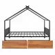 Full Size Metal House Bed with Two Drawers, Black Full Size Metal House Bed with Two Drawers, Black