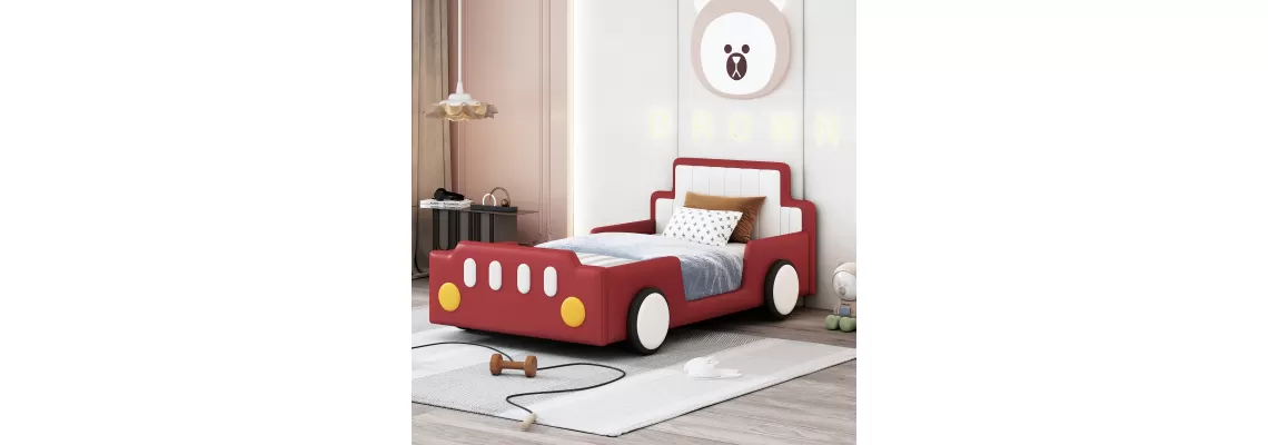 Twin Size Race Car-Shaped Platform Bed with Wheels: A Fun and Affordable Choice for Kids Twin Size Race Car-Shaped Platform Bed with Wheels: A Fun and Affordable Choice for Kids