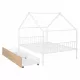 Full Size Metal House Bed with Two Drawers, White Full Size Metal House Bed with Two Drawers, White