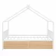 Full Size Metal House Bed with Two Drawers, White Full Size Metal House Bed with Two Drawers, White