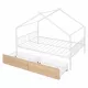 Full Size Metal House Bed with Two Drawers, White Full Size Metal House Bed with Two Drawers, White