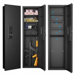 53 Inch  Passwod Touch Panel In-Wall Safe,Hidden Wall Gun Safe for Rifles with Adjustable Shelves,Assembled Storage Multifunctional Wall Safe for Firearm and Valuables (Black-Digital)