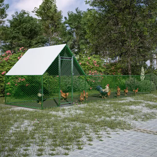 26'Lx6.7'Wx6.6' ft Large Metal Chicken Coop, Walk-in Chicken Run, Galvanized Wire Poultry Chicken Hen Pen Cage, Rabbits Duck Cages with Waterproof and Anti-Ultraviolet Cover for Outside 26'Lx6.7'Wx6.6' ft Large Metal Chicken Coop, Walk-in Chicken Run, Galvanized Wire Poultry Chicken Hen Pen Cage, Rabbits Duck Cages with Waterproof and Anti-Ultraviolet Cover for Outside