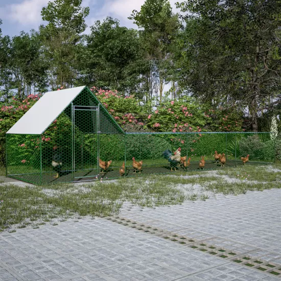26'Lx6.7'Wx6.6' ft Large Metal Chicken Coop, Walk-in Chicken Run, Galvanized Wire Poultry Chicken Hen Pen Cage, Rabbits Duck Cages with Waterproof and Anti-Ultraviolet Cover for Outside 26'Lx6.7'Wx6.6' ft Large Metal Chicken Coop, Walk-in Chicken Run, Galvanized Wire Poultry Chicken Hen Pen Cage, Rabbits Duck Cages with Waterproof and Anti-Ultraviolet Cover for Outside