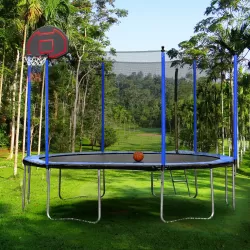 15FT Trampoline with Basketball Hoop Inflator and Ladder(Inner Safety Enclosure) Blue 15FT Trampoline with Basketball Hoop Inflator and Ladder(Inner Safety Enclosure) Blue